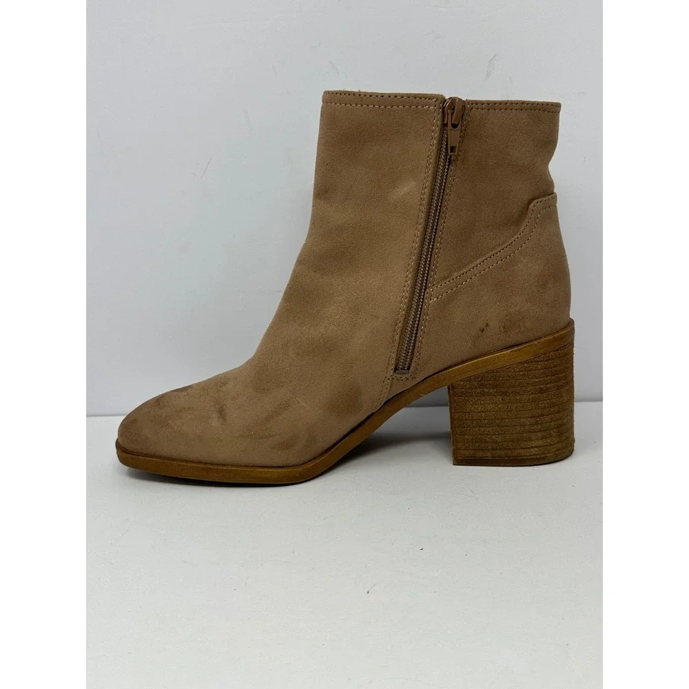 Zodiac Lucinda Tan Zip Faux Suede Heal Ankle Booties Women's Sz 10 M Boots Z3